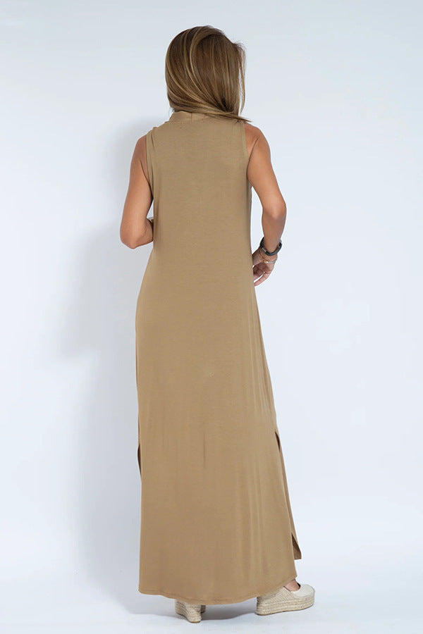 Casual Sleeveless Midi Dress and Long Cardigan Two-Piece Suit