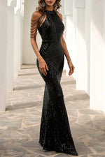 Sequined Fishtail Maxi Gown Dress