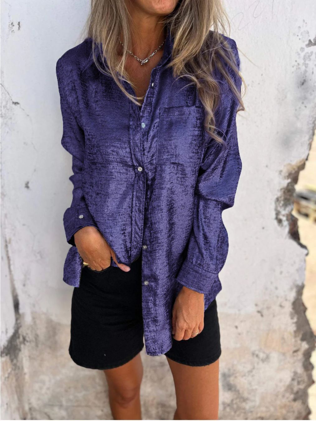 Chic Metallic Button Down Shirt