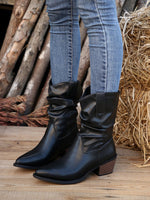 Black Faux Leather Ankle boots