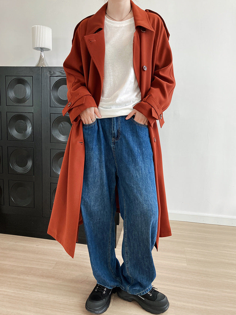 Double-Breasted Mid-Length Trench Coat