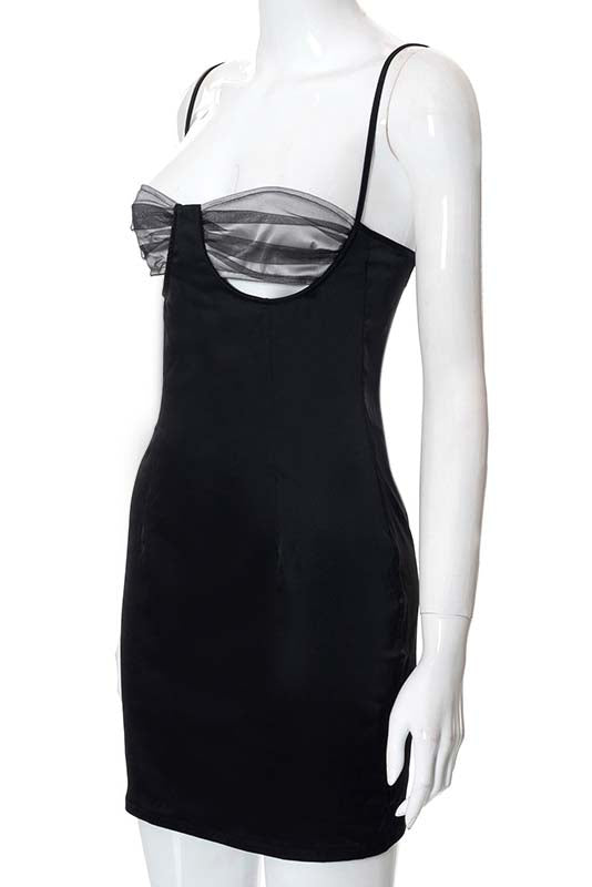 Black Cutout Trim Slip mini Dress
