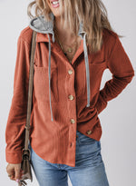 Corduroy Button Down Hooded Jacket