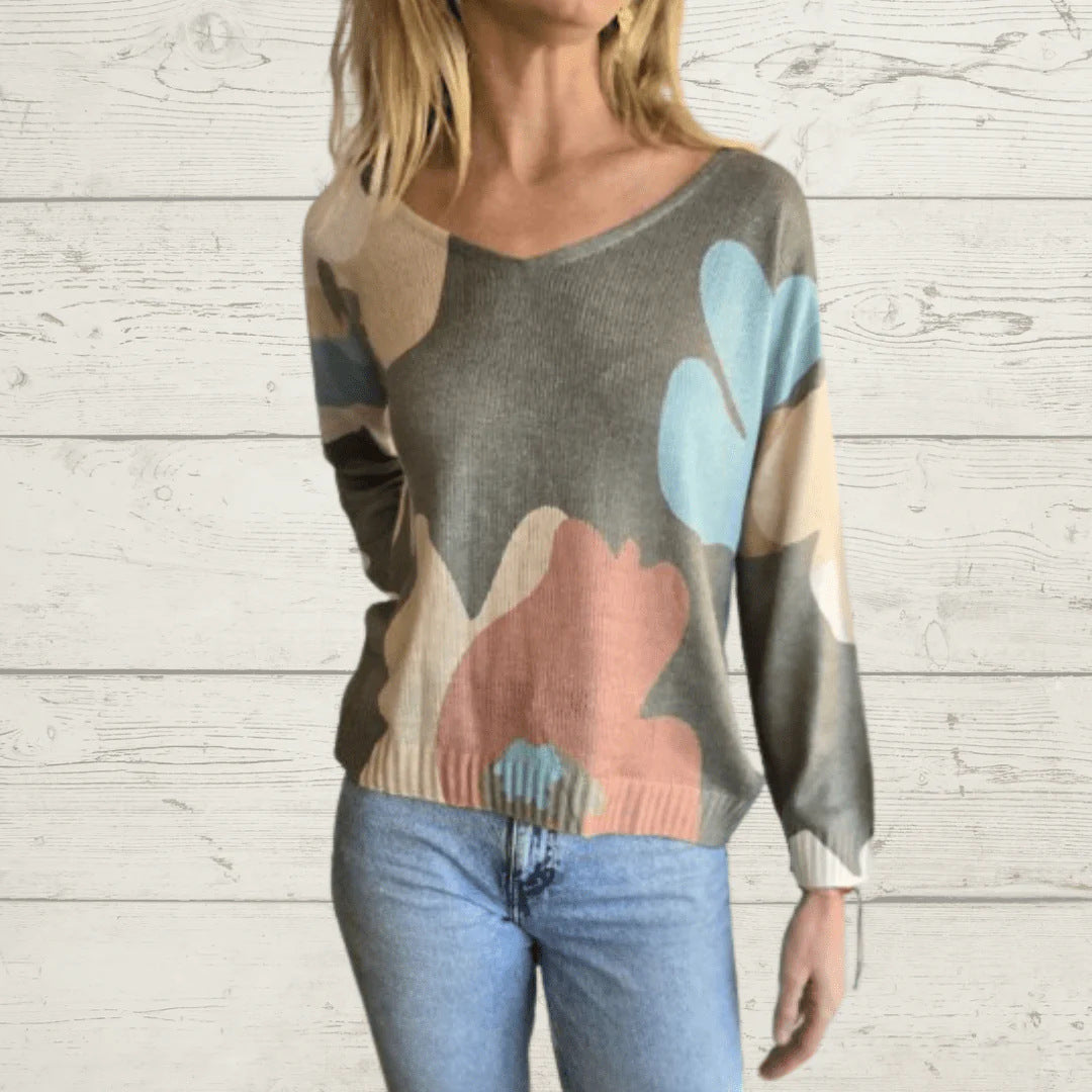 Camo Print Knit Pullover Sweater