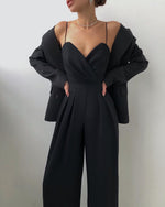 Spaghetti Strap Solid High Waist Jumpsuit