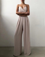 Spaghetti Strap Solid High Waist Jumpsuit