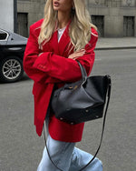Red Loose Boyfriend Blazer Jacket