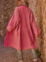Hot Pink Leopard Print Long Cardigan Coat