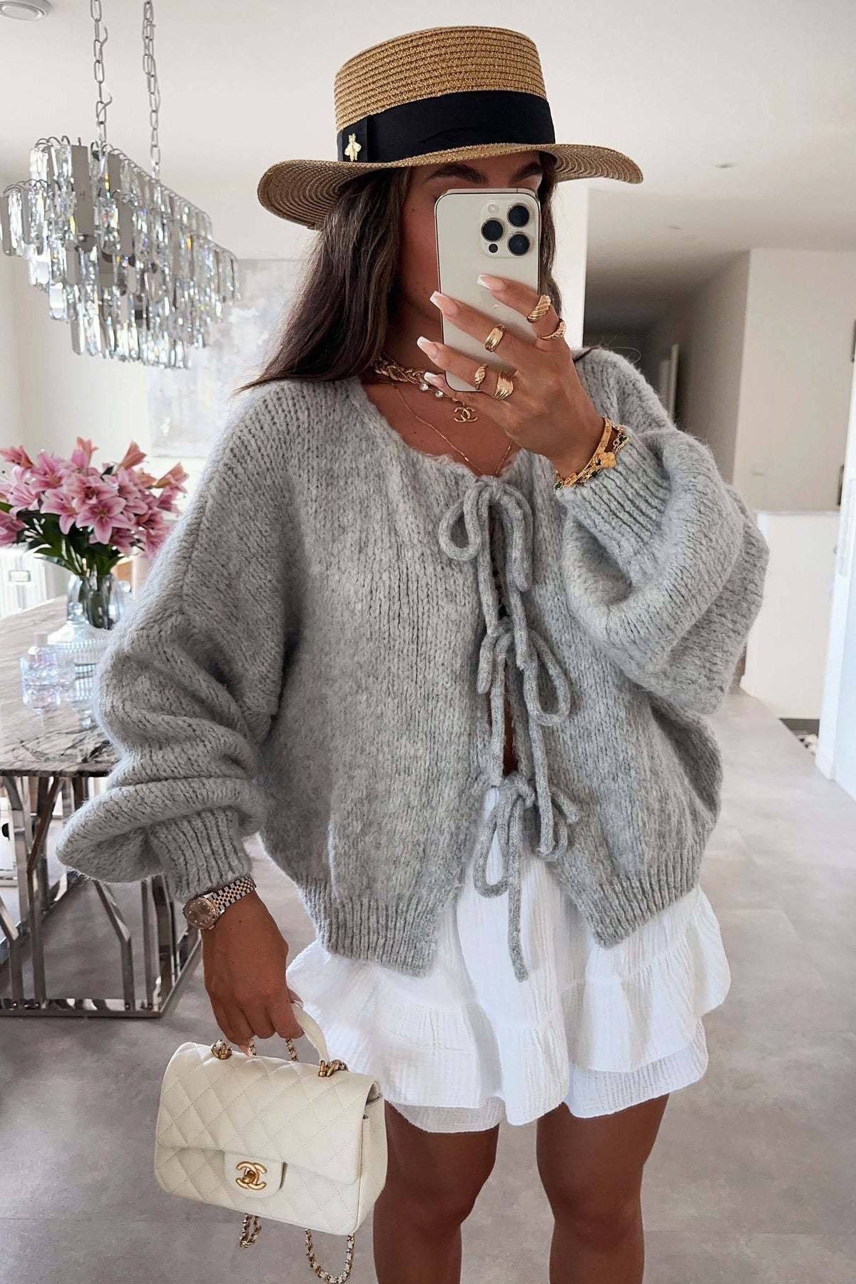 Cute Front Bow-tie Knit Cardigan