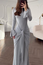 Elegant Long-sleeved Waist-Know Maxi dress