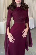 Mesh Bell sleeves Satin Maxi Dress