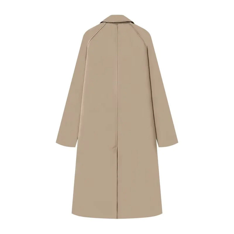 Chic Plaid lined Single-Breasted Longline trench coat