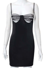 Black Cutout Trim Slip mini Dress