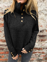Stand Collar Solid Color Knit Sweater