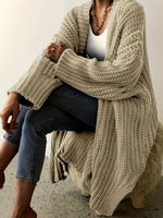 Chunky Ribbed Knit Long Cardigan