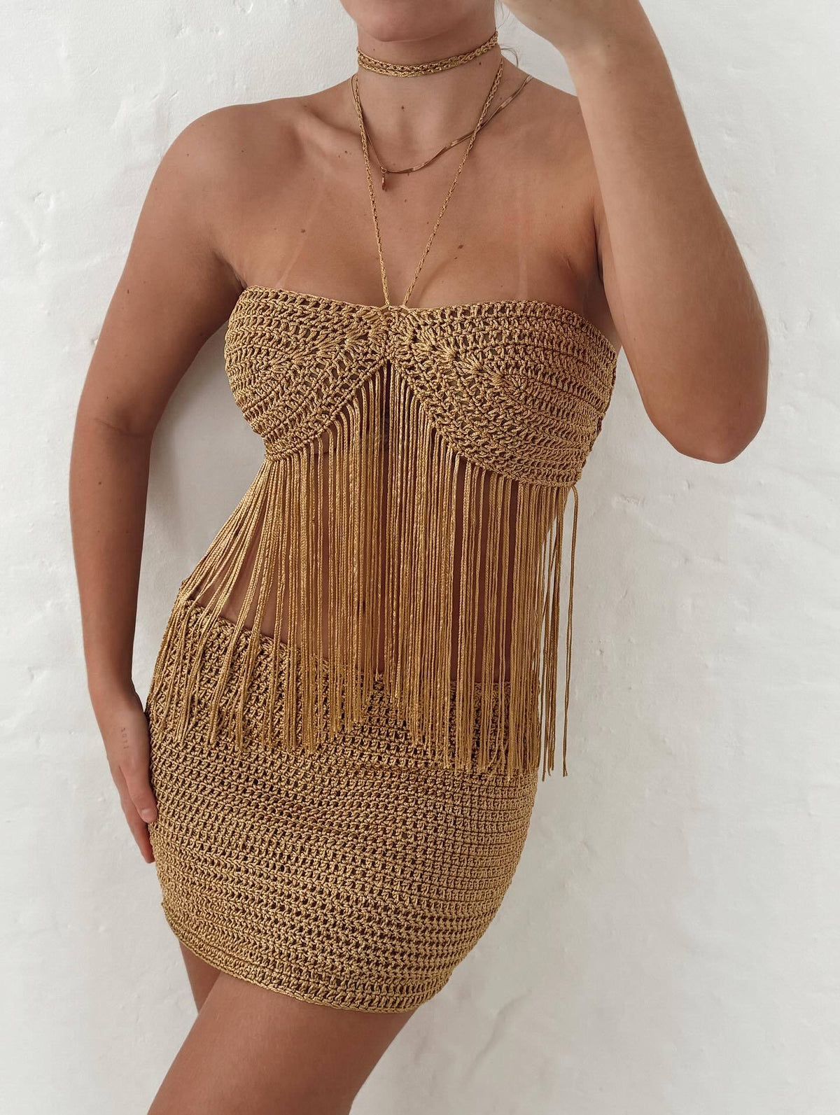 Crochet Tassle Halter Neck Top