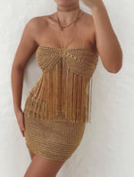 Crochet Tassle Halter Neck Top