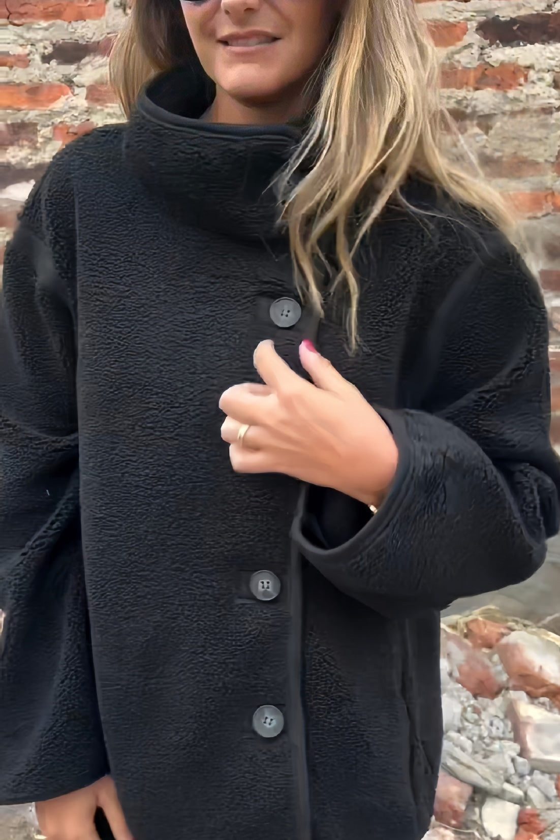 All Matching Buttoned Fleece Jacket