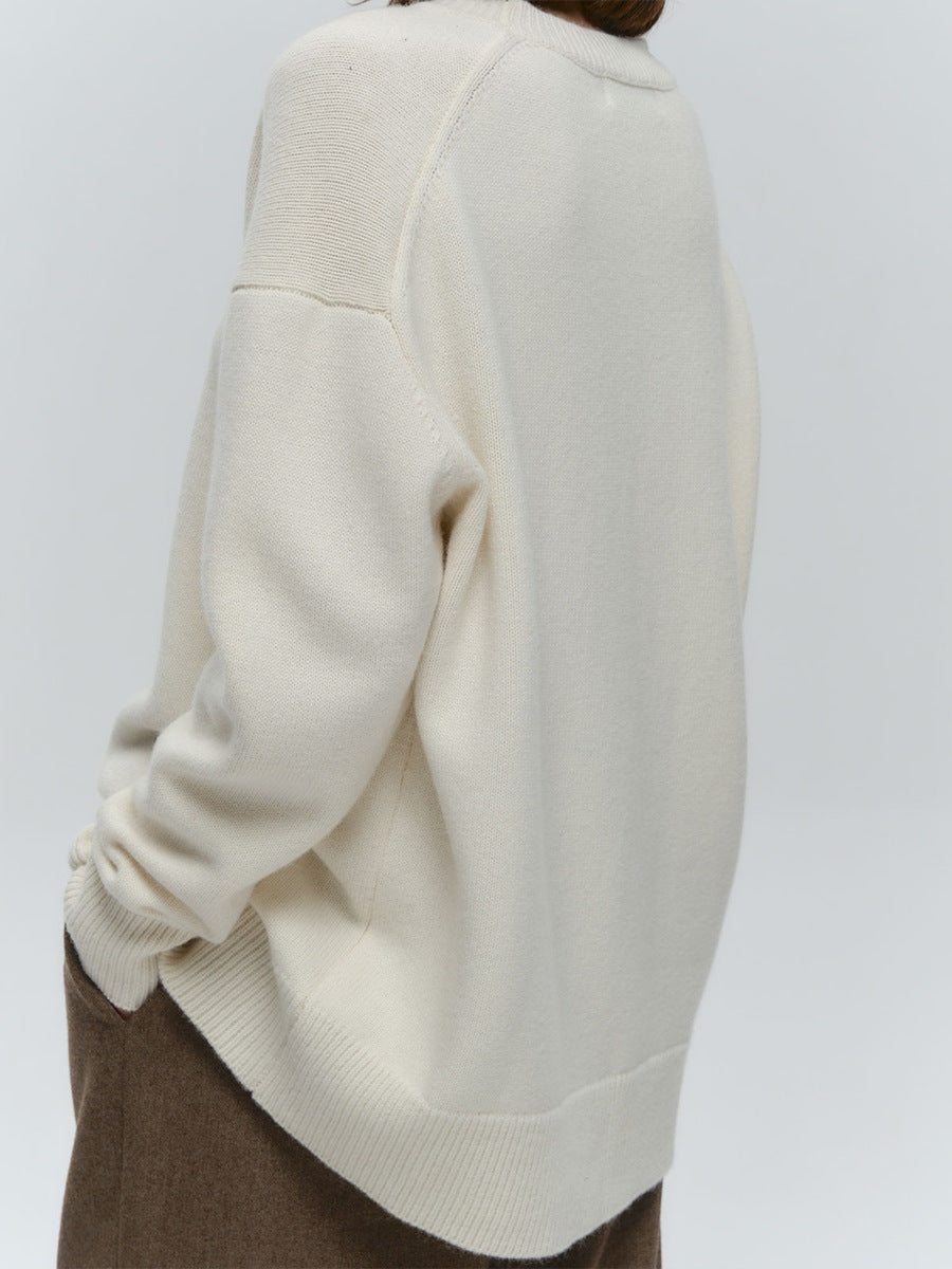 Basic Solid Pullover Knit Sweater