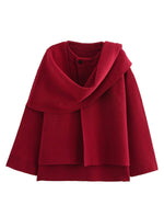 Asymmetric Scarf Cropped Knitted Jacket