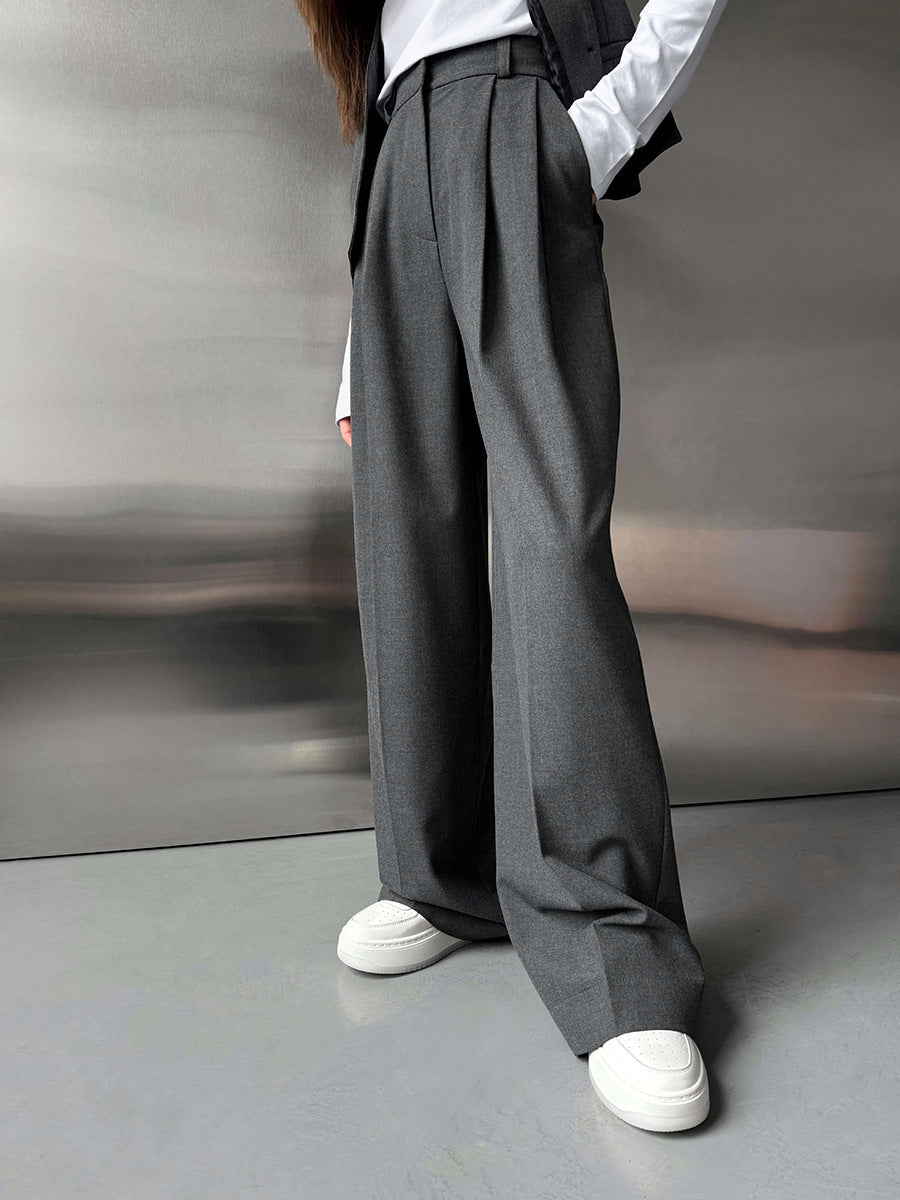 Grey Loose Wide-Leg Pants