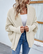 Solid Bat Sleeves Open Front Cardigan