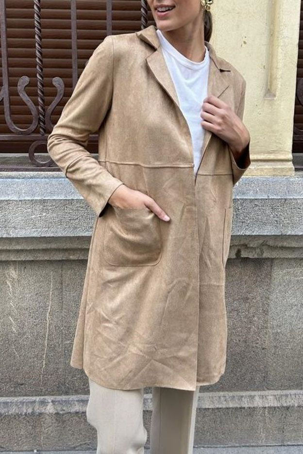 Casual Suede Trench Coat