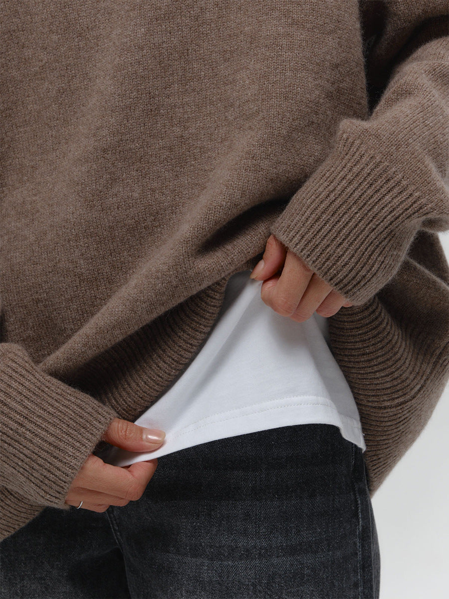 Basic Solid Pullover Knit Sweater