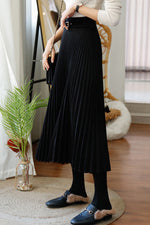 Solid Color Pleated Midi Skirt
