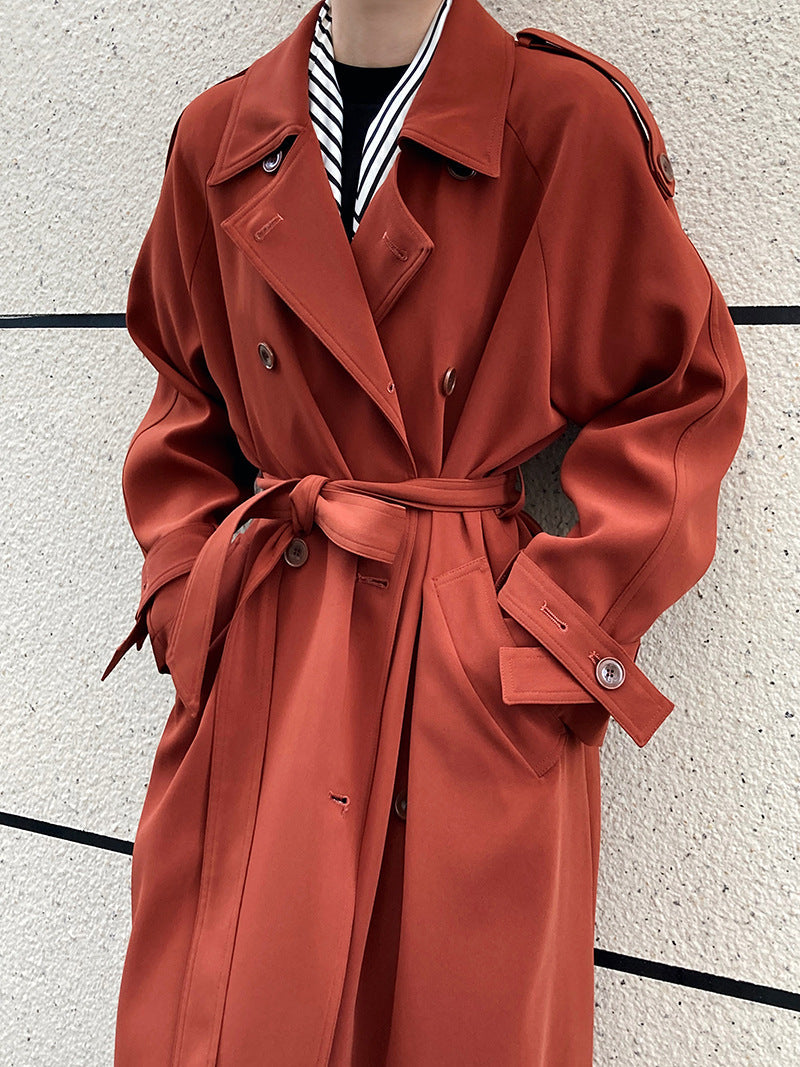 Double-Breasted Mid-Length Trench Coat
