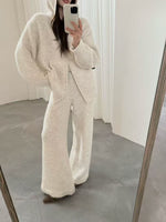 Thermal Hooded Cardigan and Pants Knit Two-Piece Set