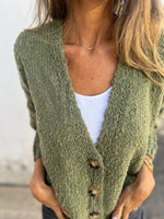 Casual Front Button Placket Knit Cardigan