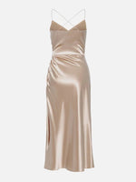 Satin Slit Suspender Mid Dress