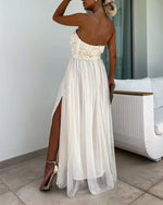 Rosette Bandeau Tube Maxi Dress