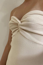 Twisted Front Bandeau Knitted Maxi Dress