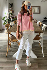 Contrast Striped Drop Shoulder Sweater