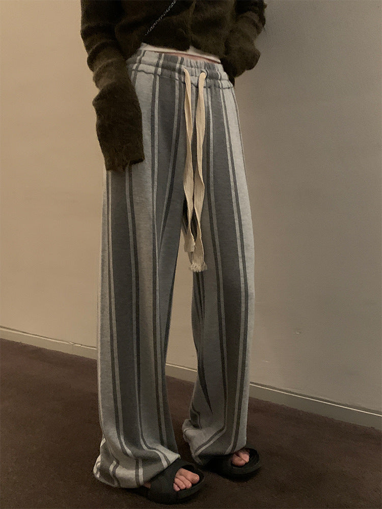 Fall Striped Knitted Casual Pants