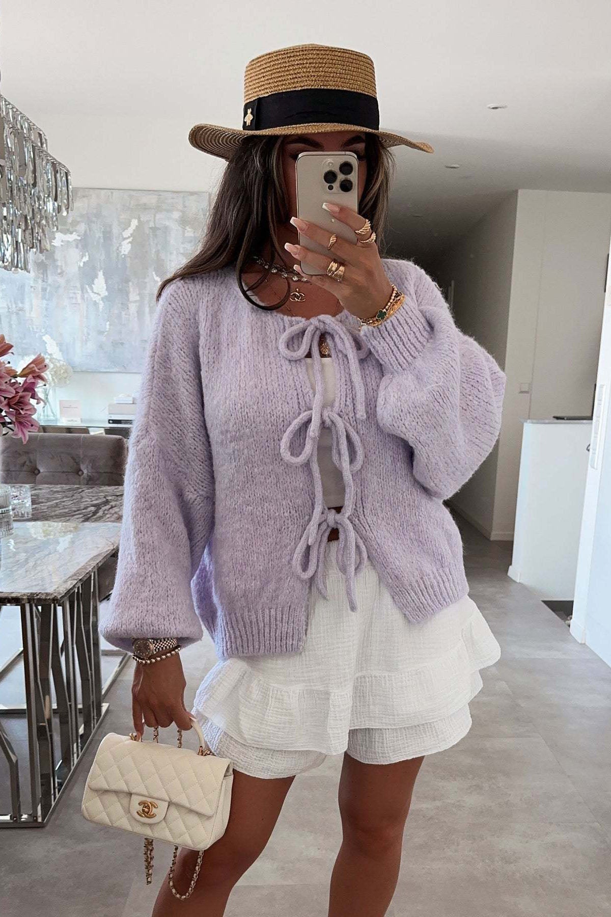 Cute Front Bow-tie Knit Cardigan