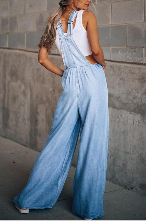 Blue Denim Wide leg Jumpsuits