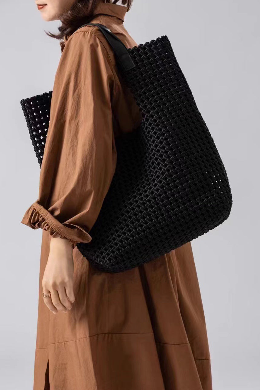 Handwoven Oversized Leather Shoulder Tote