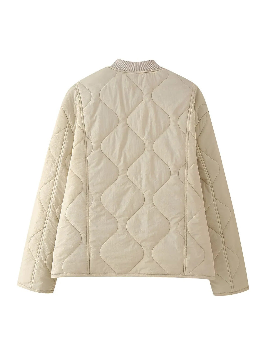 Casual Leopard Lining Quilted Button Down Jacket