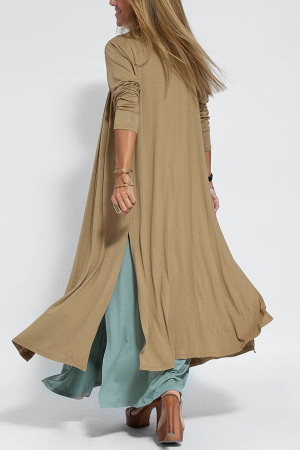 Casual Sleeveless Midi Dress and Long Cardigan Two-Piece Suit