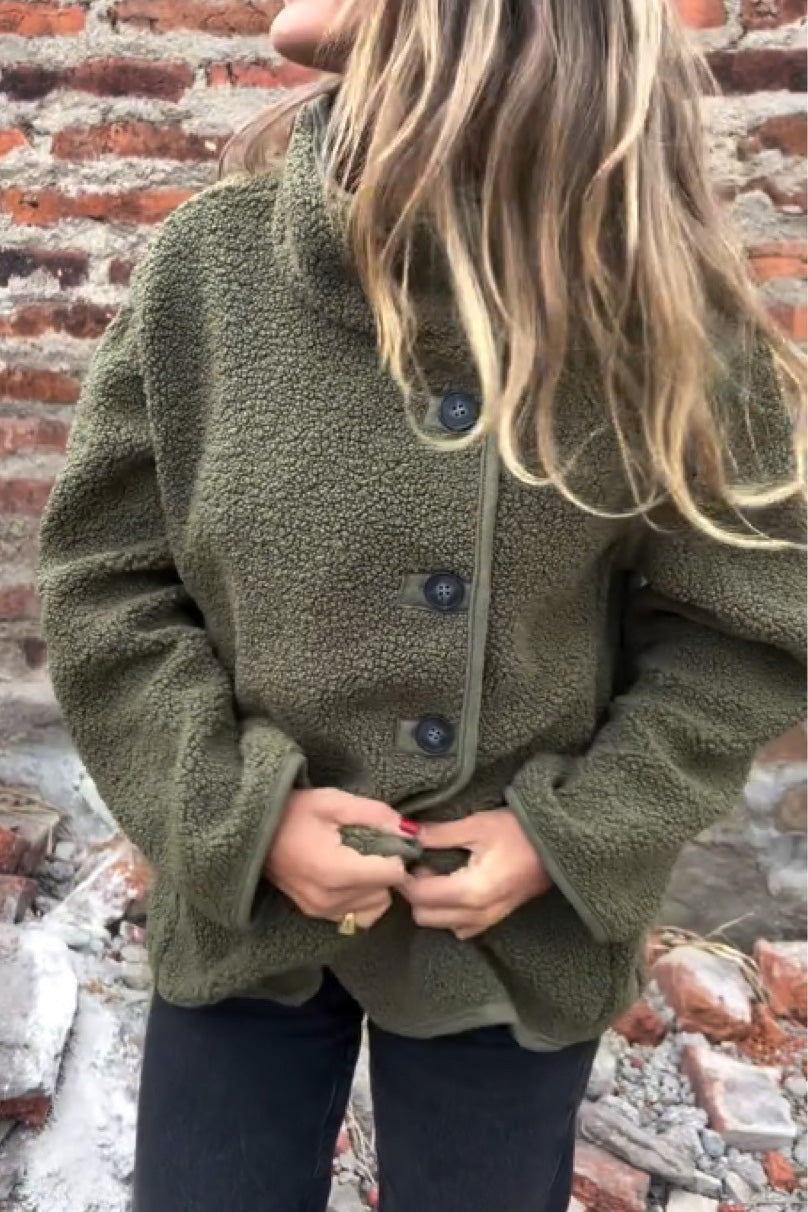 All Matching Buttoned Fleece Jacket