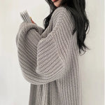 Slouchy Ribbed Knit Long Cardigan Coat