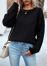 Cable Knit Sleeve Pullover Sweater