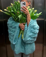 Cable Knit Bell Sleeve Slouchy Sweater