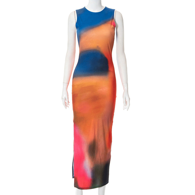 Dip Dye Sleeveless Midi Dress
