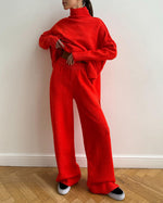 Slouchy Batwing Knit Sweater and Pants Two-Piece Suit