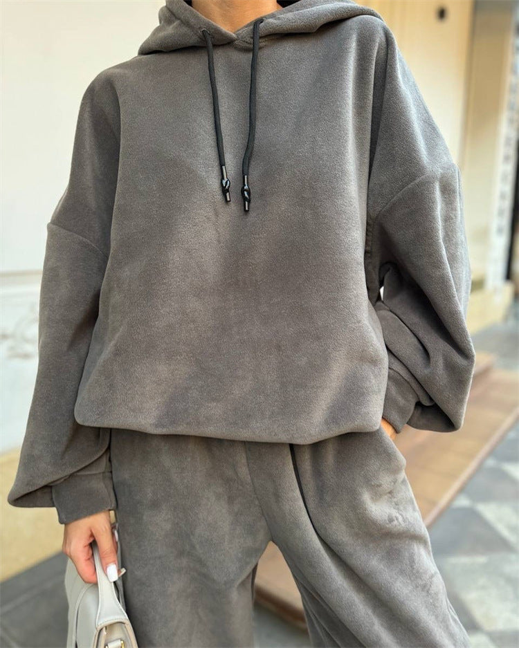 Casual Hooded Sweatshirt and Sweatpants Two Piece Set