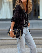 Sequined Zipper Placket Bomber Jacket